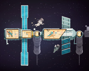 Wall Mural - orbital space station illustration