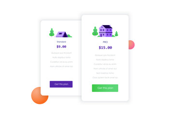 vector price table template for website