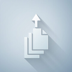 Poster - Paper cut Data export icon isolated on grey background. Paper art style. Vector.