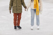 © AnnaStills - Close-up of couple in warm clothing standing on skating rink and holding hands