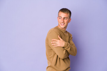 Young caucasian handsome man laughing and having fun.