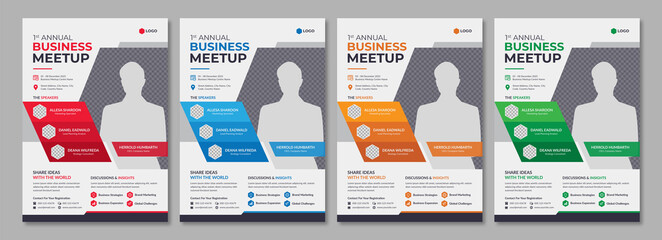 Wall Mural - corporate annual conference or meetup promotion flyer template. professional business poster design 