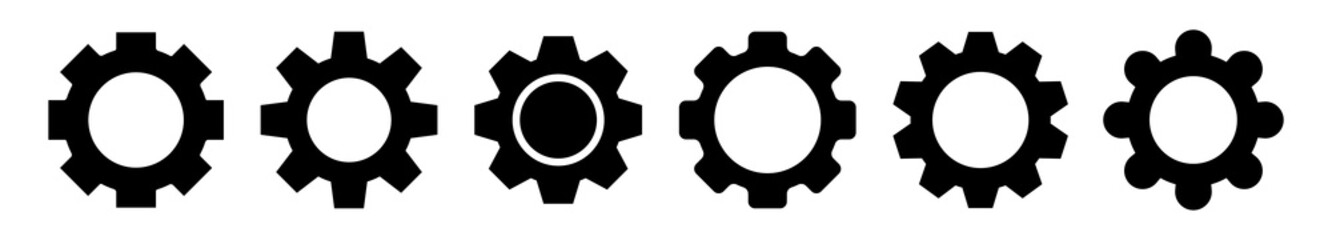 Poster - set gear wheel icon. gear logo button. black silhouette isolated. graphic design vector illustration