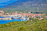 Fototapeta Uliczki - Adriatic Town of Cres bay colorful aerial view
