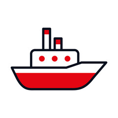 Poster - ship icon, half line half color style