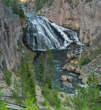 Gibbon Falls In Yellowstone National Park Of Wyoming