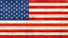 United States Flag With Wood Texture - Illustration