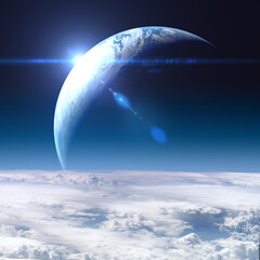 Wall Mural - large planet on orbiting another exoplanet like a satellite. elements of this image furnished by nas