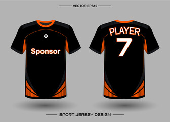 T-shirt sport vector design template, Soccer jersey mockup for football club. uniform front and back view. Clothing Men adult. Can use for printing, branding logo team, squad, match event, tournament