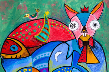 Cat of colors cubism, modern art, background