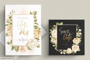 soft floral wedding invitation card set