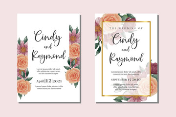  Floral Watercolor Wedding invitation; flowers, leaves, watercolor, isolated on white. Sketched wreath, floral and herbs garland with green, greenery color. Hand drawn Vector Watercolor