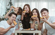 Asian people joining party at home