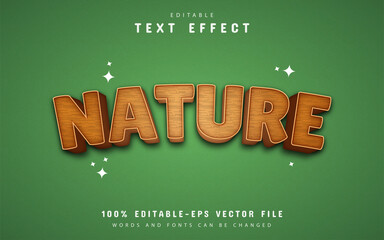 3d nature text effect with wood pattern