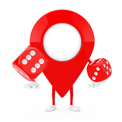 Poster - Map Pointer Pin Character Mascot with Traffic Green Light. 3d Rendering