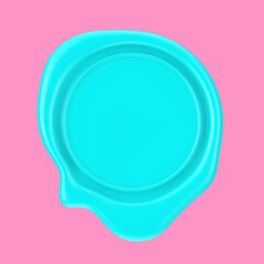 Poster - Blue Wax Seal with Blank Space for Your Design in Duotone Style. 3d Rendering