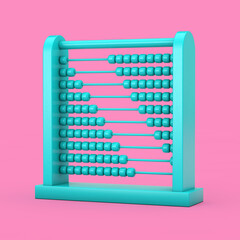 Aufkleber - Blue Children Toy Brain Development Abacus in Duotone Style. 3d Rendering