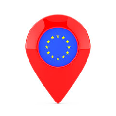 Leinwandbilder - Map Pointer Pin with European Union Flag. 3d Rendering