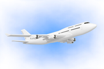 Poster - White Jet Passengers Airplane. 3d Rendering