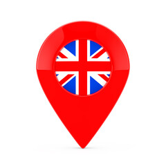 Leinwandbilder - Map Pointer Pin with United Kingdom Flag. 3d Rendering
