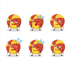 Sticker - Cartoon character of red stripes beach ball with sleepy expression