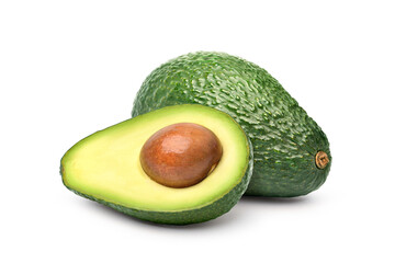 Wall Mural - Avocado with cut in half isolated on white background. Clipping path.