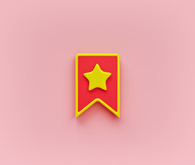 Aufkleber - Bookmark icon with star. favorite symbol. minimal design. 3d rendering