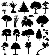 Wall Mural - set of plant and tree silhouette