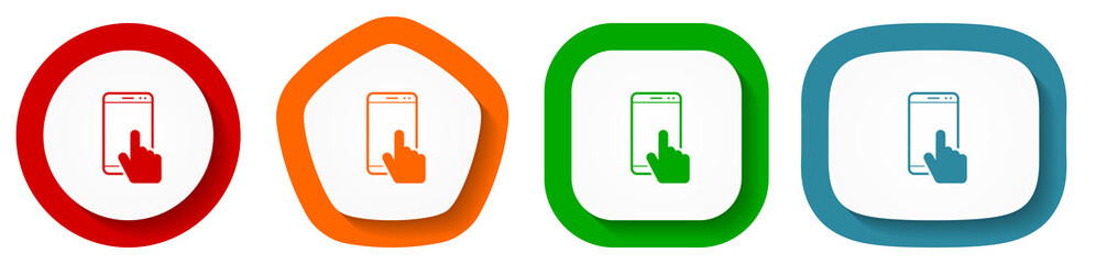 Poster - Smartphone, mobile phone vector icon set, flat design buttons on white background