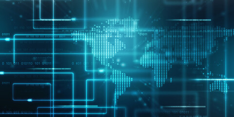 Poster - 2d illustration world map abstract background
