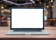 © Thongden_studio - blank screen of laptop computer at coffee shop