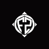 Fototapeta  - FZ Logo monogram isolated circle rounded with compass shape