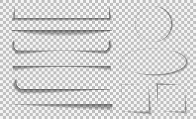 Aufkleber - Page line divider. Shadow lines border for design web page or paper sheet on transparent background. Set of realistic bar of shade. vector illustration