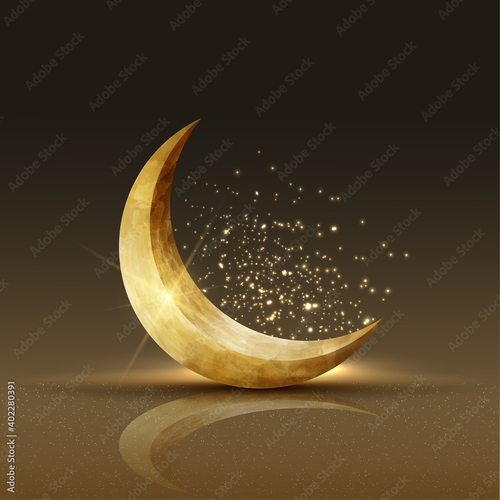 islamic greetings ramadan kareem card design with crescent moon Stock ...