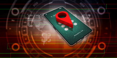 Poster - 3d illustration mobile GPS navigation concept
