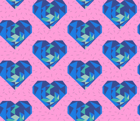 Poster - Seamless geometric pattern with the image of hearts, love, Valentine's day. Vector design for web banner, business presentation, brand package, fabric, print, wallpaper, postcard.
