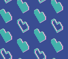 Aufkleber - Seamless geometric pattern with the image of hearts, love, Valentine's day. Vector design for web banner, business presentation, brand package, fabric, print, wallpaper, postcard.