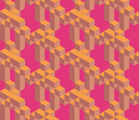 Poster - Seamless geometric pattern with the image of cubes, beams, architecture. Vector design for web banner, business presentation, brand package, fabric, print, wallpaper, postcard.