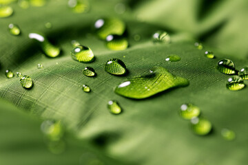 waterproof fabric - closeup of water resistant textile with water drops