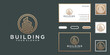 © Royin - building line logo with circle design template and business card