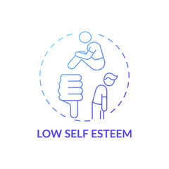 Poster - Low self esteem concept icon. Procrastination effect idea thin line illustration. Anxiety, stress, loneliness. Social anxiety disorder. Confidence lacking. Vector isolated outline RGB color drawing