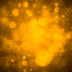 Wall Mural - Golden glow gradient bokeh background with circles and sparkles