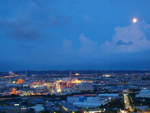 Industrial Area Under Full Moon