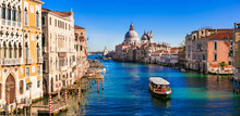 Amazing Romantic Venice Town. View Of Grand Canal From Academy' Bridge. Italy November 2020