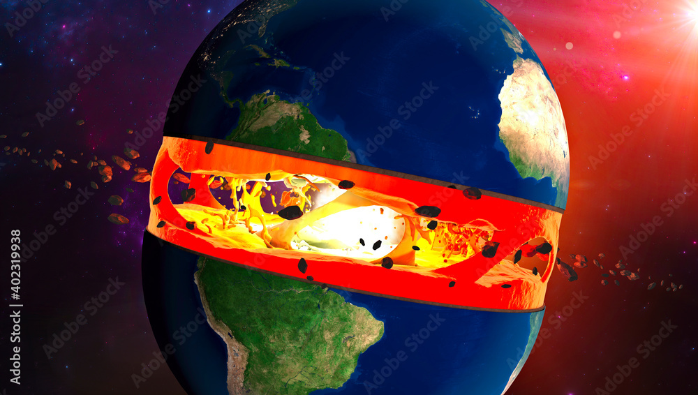 Foto Section of the Earth, layers and core. Cutaway and horizontal ...