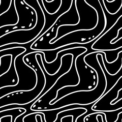 Wall Mural - black and white seamless pattern of wavy lines.abstract design for paper,cover,fabric,interior decor