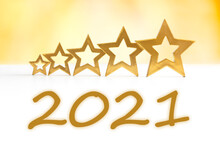 Better New Year Concept. Golden 2021 Text On A Sparkling Background, Signifying A Brighter And Better Future.