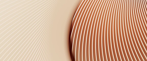 Poster - modern abstract background for creative web banner. beige wave circular pattern. 3d rendering illust
