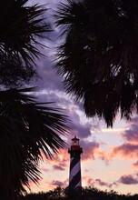 Pastel Colors Sunset Sky At Lighthouse In Saint Augustine Florida Vertical