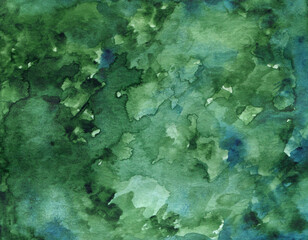 Wall Mural - watercolor abstract artistic green background with brush strokes and paint spots
